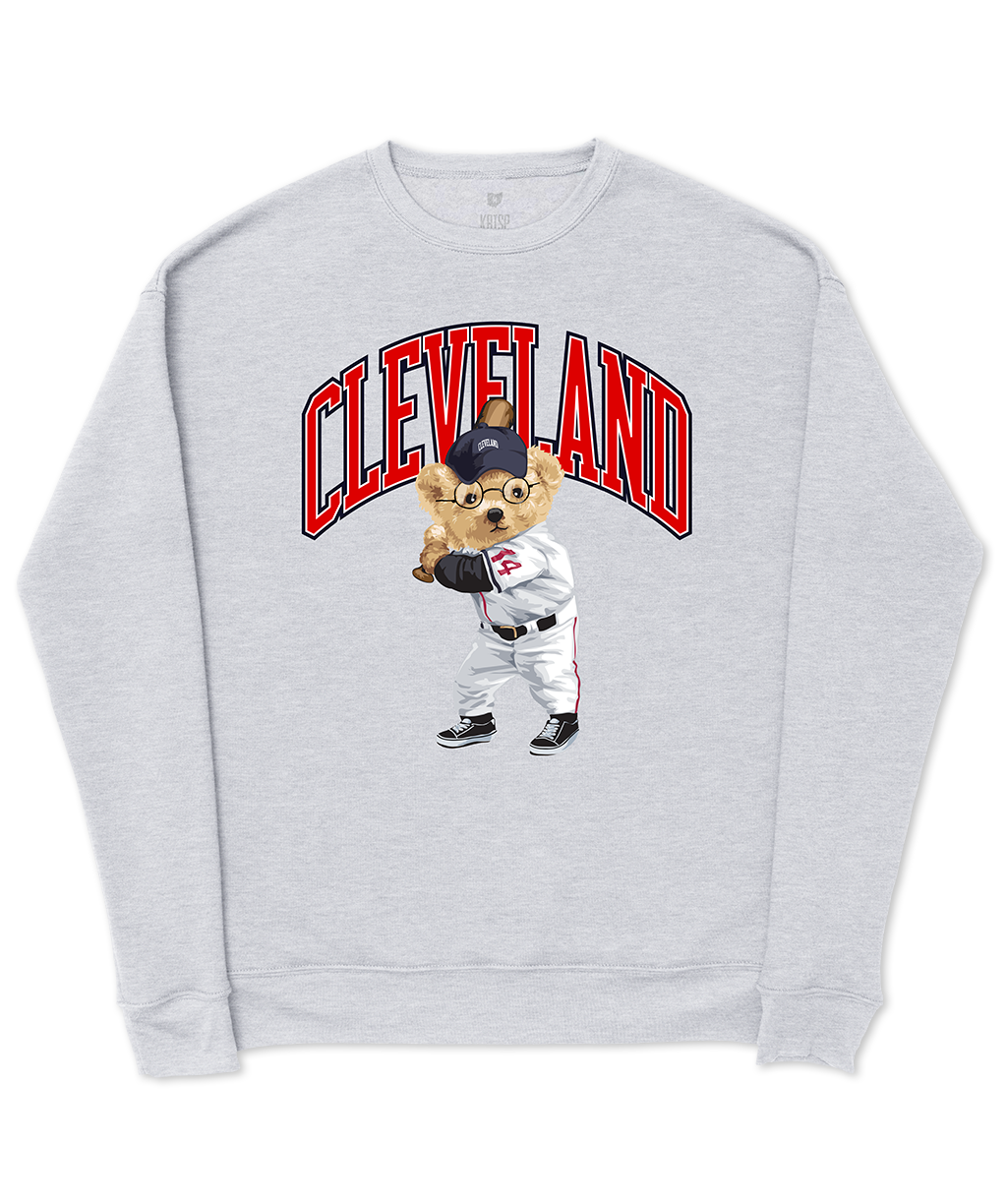 Cleveland Baseball Bear Crewneck (Grey Heather)